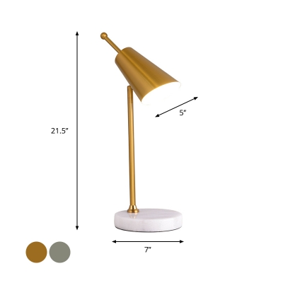 Angle-Cut Conical Rotating Night Light Postmodern Metal 1 Bulb Polished Gold/Silver Table Lamp