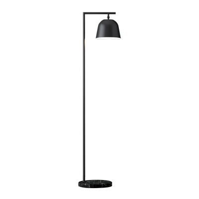 Bell Shade Floor Standing Light Postmodernism Iron Single Black/Gold Floor Lamp with Right Angle Arm
