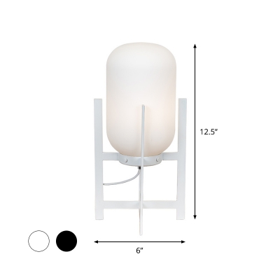 Capsule Night Stand Light Nordic Smoke/Opal Glass 1 Bulb Dining Room Table Lamp with Black/White Bracket Base