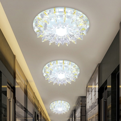 Clear Crystal White Flushmount Lighting Flared LED Modern Ceiling Flush Mount in Warm/White/Multi Color Light
