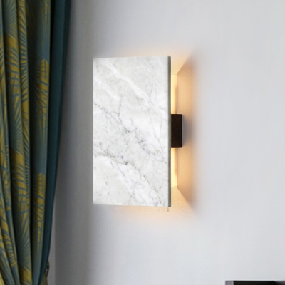 Marble Panel Wall Mount Light Simplicity 2-Light Grey Sconce Lighting Fixture for Lounge