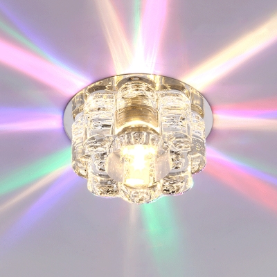 Modernism Bloom Ceiling Light Clear Crystal Block LED Flush Mount Lamp in Multi Color Light