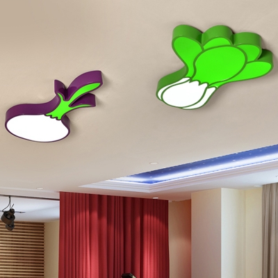 Vegetables Acrylic Flush Mount Light Kids LED White Flushmount Lighting for Bedroom