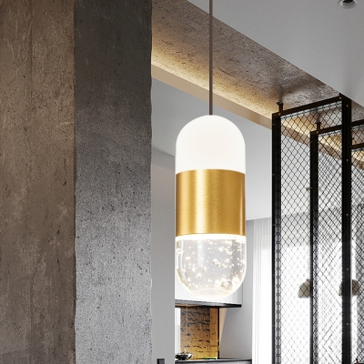 

1 Head LED Pendulum Light Simplicity Capsule Mini Crystal Down Lighting Pendant in Brass, HL625331