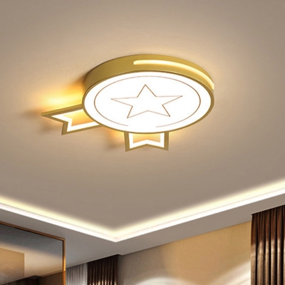 Badge Flushmount Lighting Kids Acrylic LED White Flush Mount with Star Pattern in Warm/White Light
