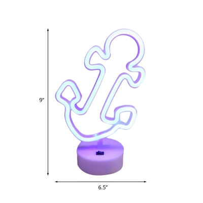 Bedside LED Mini Night Light Cartoon White USB Table Lighting with Music Note/Dolphin/Ship Anchor Frame