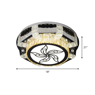 Beveled K9 Crystal Nickel Flushmount Round LED Minimalism Flush Mount Light with Flower/Clover Pattern