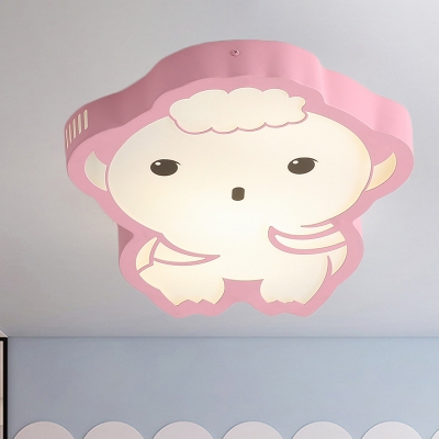 Cartoon Hubal Shape Flushmount Light Acrylic LED Bedroom Flush Mount Fixture in Pink, White/Warm Light