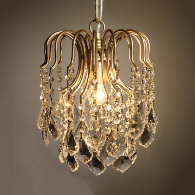 Cascade Restaurant Pendant Lamp Traditionalist Beveled Crystal 1 Light Gold Hanging Light