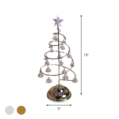 Crystal Christmas Tree Night Lamp Modern LED Table Light in Silver/Gold with Spiral Design for Living Room