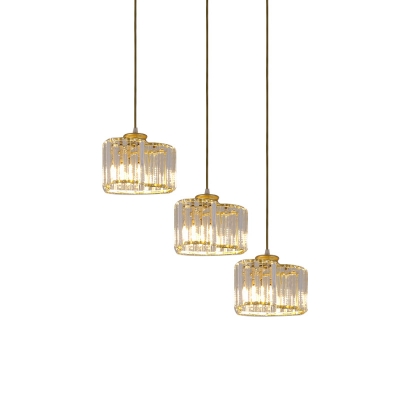Crystal Loving Heart Cluster Pendant Modern 3 Heads Dining Table Suspension Light in Gold