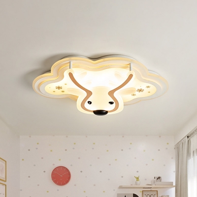 Deer Iron Ceiling Light Fixture Nordic LED White Flush Mount Lighting for Kids Bedroom