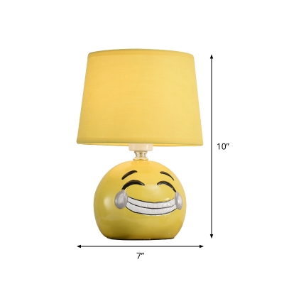 Drum/Cylinder/Square Fabric Table Light Modern 1 Bulb White/Yellow Night Lamp with Round/Tree/Star Ceramic Base