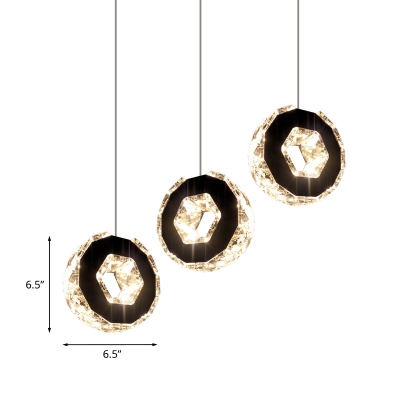 Hand-Cut Crystal Chrome Cluster Pendant Circular LED Modernism Hanging Light in Warm/White/Neutral Light