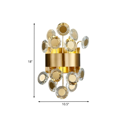LED Wall Mount Lamp Minimalist Starburst Round Crystal Wall Lighting Fixture in Gold