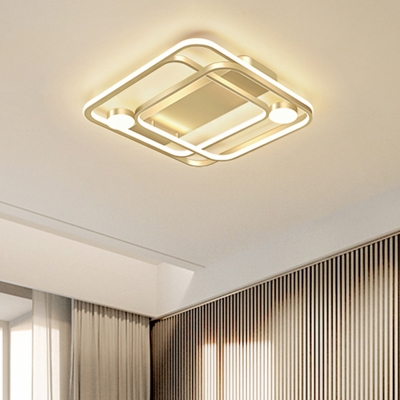 Overlapped Square Acrylic Ceiling Flush Modern Gold Finish LED Flush Mount Light Fixture in Warm/White Light