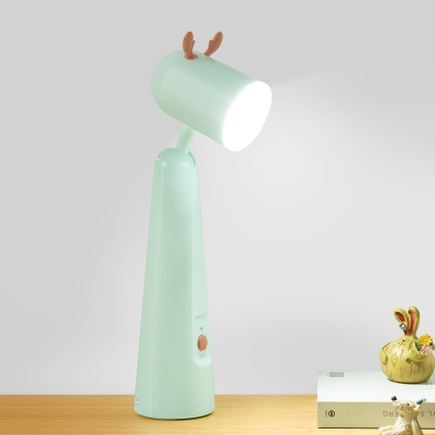 Rotatable Plastic Dome Reading Light Creative White/Green LED Night Table Lamp with Antler Decoration