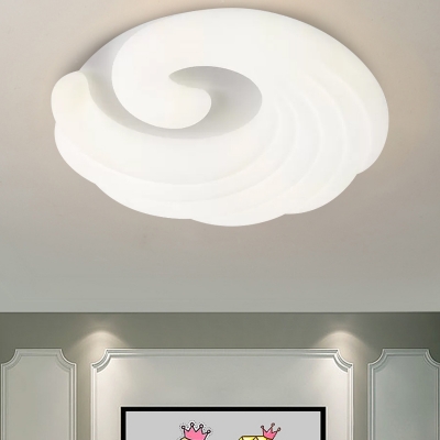 Simple Whirling Acrylic Flush Light LED Surface Ceiling Lamp in Grey/White/Blue for Nursery School