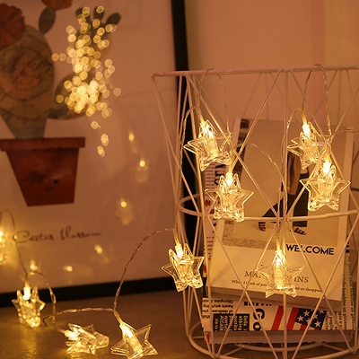 Star/Loving Heart LED String Light Modern Iron 20/40-Bulb Clear Fairy Light with Clip in Warm/Multi-Colored Light, 9.8/19.6ft