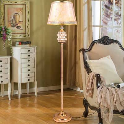 Tiered Standing Floor Light Minimalist Crystal Block Single Living Room Floor Lamp in Gold