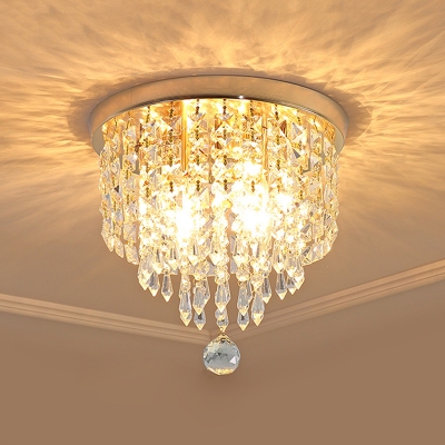 2 Bulbs Ceiling Flush Mount Simplicity Tiered Clear Crystal Flushmount Lighting for Hallway, 8