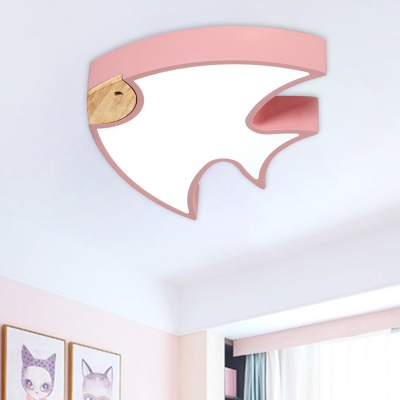Acrylic Fish Shaped Flush Mount Lighting Nordic LED Flush Lamp Fixture in White/Grey/Pink for Bedroom