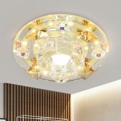 

Amber/Blue Crystal Circular Flushmount Contemporary LED Hallway Flush Mount Light Fixture, Blue;amber, HL622614