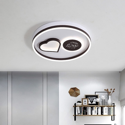 Coffee Love and Moon Ceiling Flush Modern Romantic Acrylic LED Flush Mount Recessed Lighting in Warm/White Light