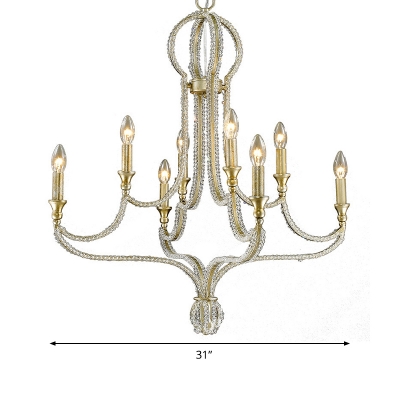 Crystal Bead Coated Candle Chandelier Traditional 8 Heads Living Room Pendant Lighting Fixture