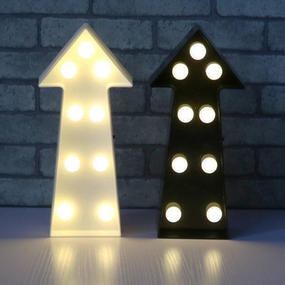 Direction Arrow Mini LED Night Light Modern Plastic Kids Game Room Wall Mounted Lamp in Black/White