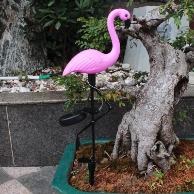 

Flamingo Plastic Solar Powered Stake Lamp Modern 1-Light Pink LED Ground Stake Light for Park, HL627542