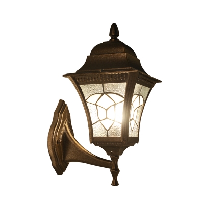 Lantern Corridor Wall Light Sconce Rustic Frosted Glass 1 Head Coffee Finish Wall Lamp