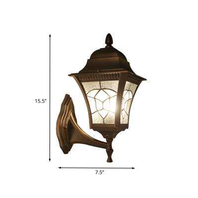 Lantern Corridor Wall Light Sconce Rustic Frosted Glass 1 Head Coffee Finish Wall Lamp