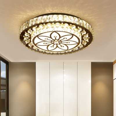 Loop Bedroom Flush Mount Lighting Modernism Hand-Cut Crystal LED Nickel Ceiling Light