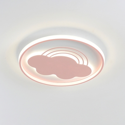 Modern Cloud Flush Mount Lamp Iron LED Bedroom Close to Ceiling Lighting Fixture in Pink/Blue
