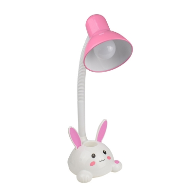 Panda/Rabbit Plastic Reading Light Cartoon 1 Bulb Black/Pink/Blue Adjustable Night Table Lamp for Kids Bedroom