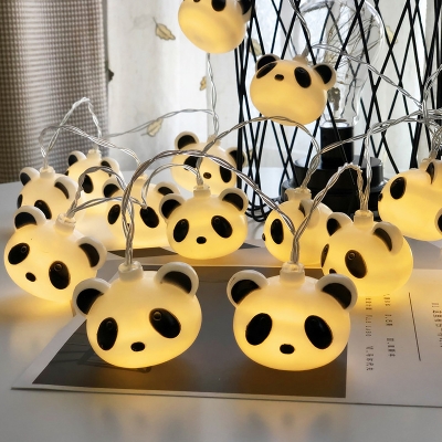Panda String Light Ideas Cartoon Plastic 40-Bulb White Battery/USB Powered LED Fiesta Lamp, 6M