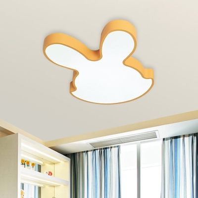 Pink/Yellow Bunny Flushmount Lamp Cartoon Acrylic LED Ceiling Light Fixture for Kids Bedroom