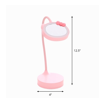 Rabbit/Cat Night Table Light Kids Plastic LED Pink Nightstand Lamp with Cosmetic Mirror for Bedroom