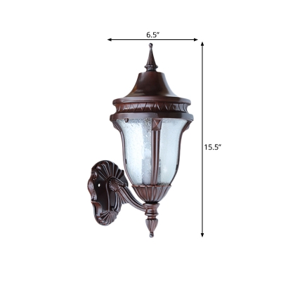 Rural Urn Wall Light Sconce 1 Light Seedy Glass Wall Lighting Fixture in Rust for Balcony