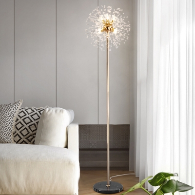 Starburst Faceted Crystal Floor Light Modern LED Living Room Standing Lighting in Silver