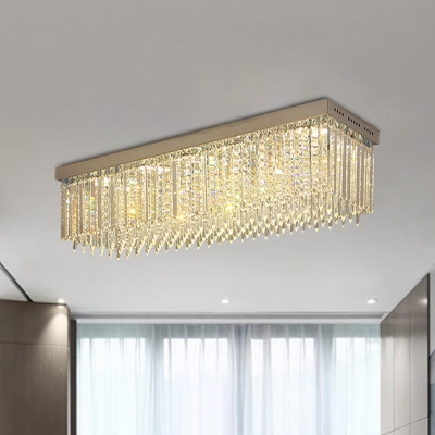 Strip Crystal Clear Ceiling Fixture Cuboidal 10-Light Minimalist Flush Mounted Lamp