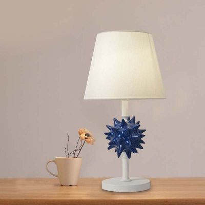 Urchin Table Lighting Kids Resin Single Bulb Sky Blue/Gold/Dark Blue Night Lamp with Conic Fabric Shade