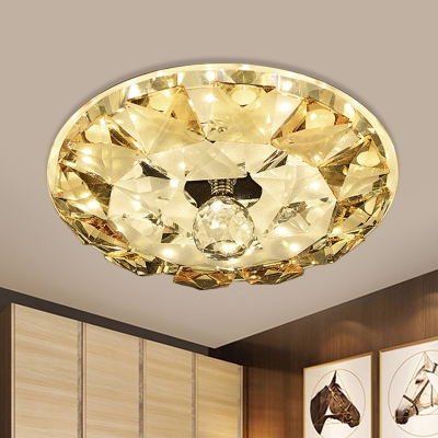 Yellow Ring Flush Ceiling Light Modern Crystal LED Hallway Flush Mount Lamp in Warm/White Light