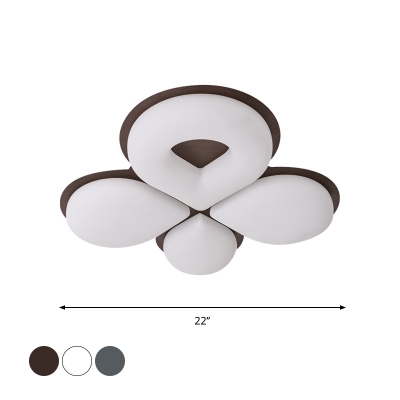 Baby Room LED Ceiling Mount Light Minimalist Grey/White/Coffee Flush Light with Clover Acrylic Shade