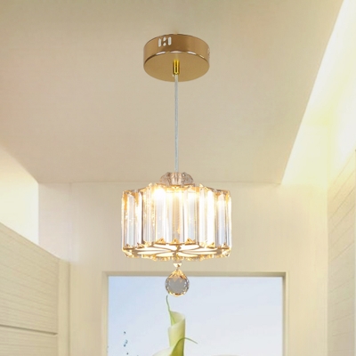 Flower Small LED Pendant Light Kit Simplicity Gold Crystal Suspension Lighting for Foyer