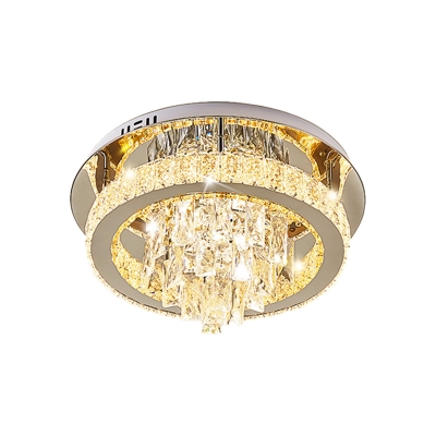 Gold LED Flush Mount Lamp Minimalism Beveled K9 Crystal Circular Flush Light Fixture