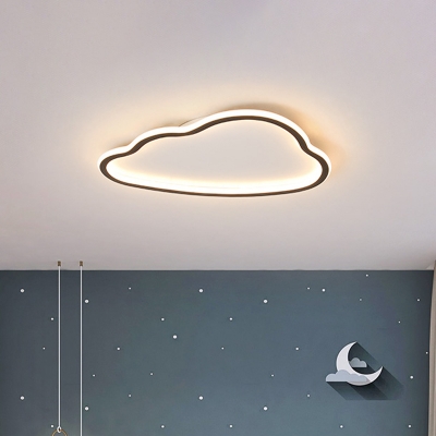 Kids Cloud Acrylic Flush Mount LED Flush Ceiling Light Fixture in White for Bedroom