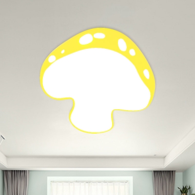 Kids LED Flushmount Lighting Pink/Yellow/Blue Mushroom Ceiling Light with Acrylic Shade for Kindergarten