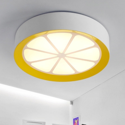 Lemon Acrylic Ceiling Light Fixture Creative LED White Flush Mount Lamp in Warm/White Light for Bedroom